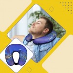 VIAGGI 3D Print U Shaped Memory Foam Travel Neck Pillow for Neck Pain Relief Comfortable Super Soft Orthopedic Cervical Pillows - Yellow City